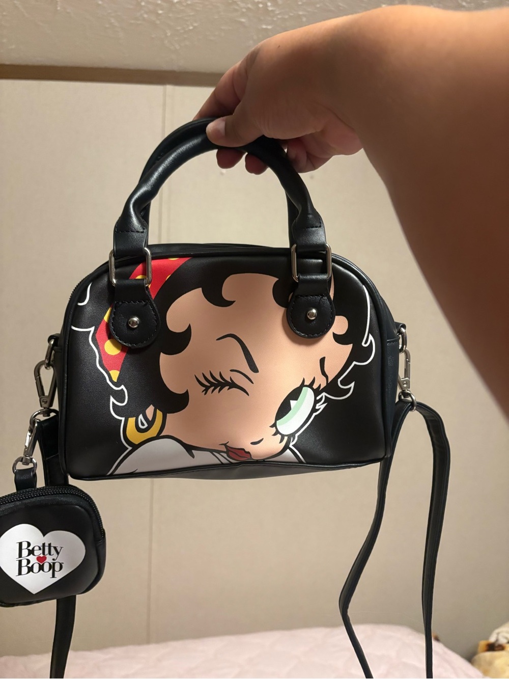 Betty Boop Black Winking Character Satchel